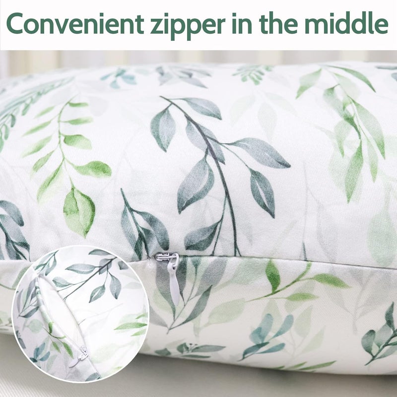 DILIMI Nursing Pillow Cover Stretchy Removable Cover for Breastfeeding Pillows, Ultra Soft Comfortable Slipcover for Baby Girl and Boy, Green Leaf - Image 3